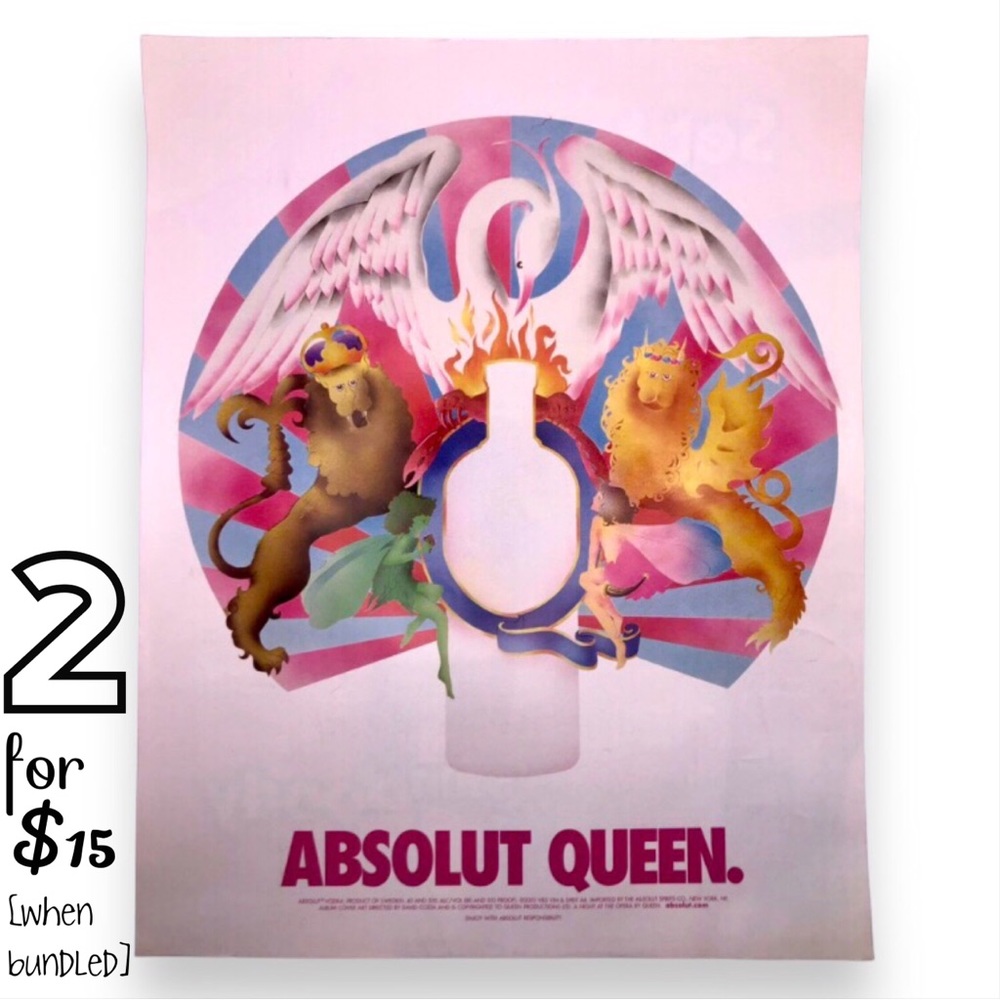 🟢[Absolut Vodka] ABSOLUT QUEEN Original 2002 Vintage Magazine Advertisement